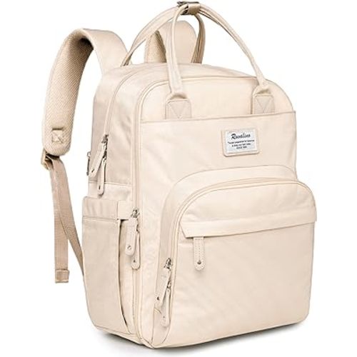 RUVALINO Diaper Bag Backpack, Multifunction Travel Pack Maternity Baby Changing Bags, Large Capacity, Waterproof, Beige
