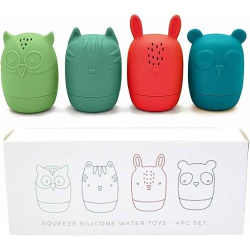 Mold Free Bath Toys - Silicone Bath Toys for Babies 6-12 Months - Non-Toxic Bathtub Toys for Toddlers 1-3 - Infant Bath Toys - 4pc Baby Bath Toys Mold Woodland Creatures by Toy Appétit