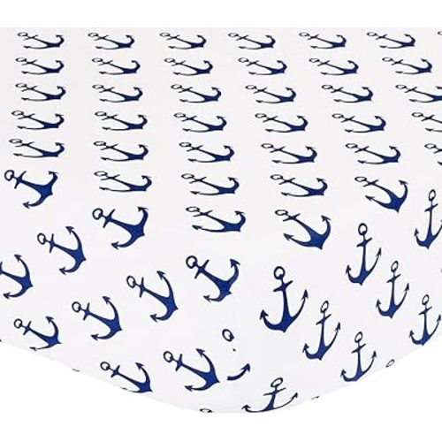 Blue Anchor Toddler Bed or Crib Sheets 2-Pack (100% Cotton)