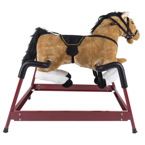 Happy Trails Spring Rocking Horse - Plush Bouncy Ride-On Toy with Fun Sounds, Wood Handles, and Adjustable Stirrups for Kids Ages 3 to 6 by Happy Trails & Reviews | Wayfair