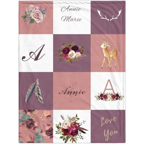 Youltar Personalized Blankets for Kids Custom Baby Blanket with Name for Girls Boys Customized Baby Name Blanket Receiving Blanket for Newborn Toddler Personalized Gifts for Birthday Christmas