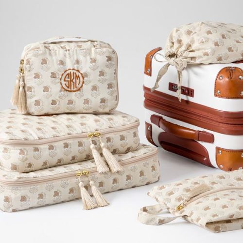 5 Piece Block Print Packing Cube Set
