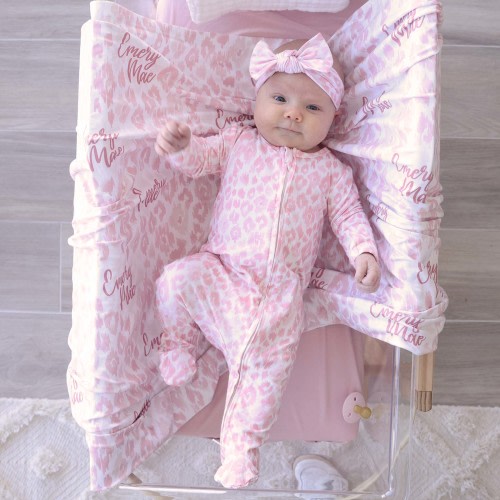 Blush Leopard Zipper Footie