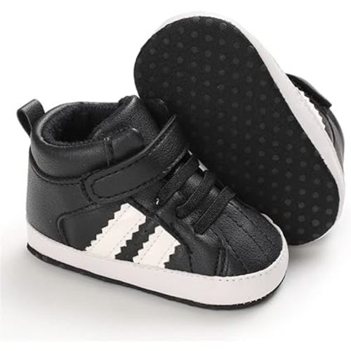 Meckior Toddler Baby Boys Girls High Tops Ankle Sneakers Soft Anti-Slip Sole PU Leather Moccasins Infant Newborn Prewalker First Walking Crib Shoes