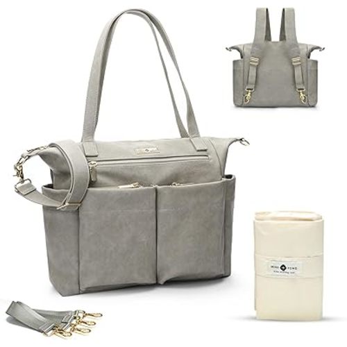 miss fong Diaper Bag Tote Baby Bag Leather Diaper Bag Backpack Large Diaper Tote Bag for girls & boys Diaper Bag Purse with 11 Diaper Bag Organizer,Changing Pad, Stroller Straps,4 Insulated Pockets