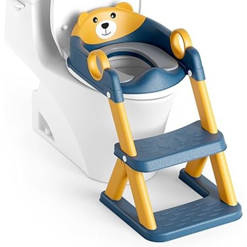 Potty Training Seat, Upgrade Toddler Toilet Seat for Kids Boys Girls, 2 in 1 Potty Training Toilet for Kids, Splash Guard Anti-Slip Pad Step Stool(Upgraded Cushion)