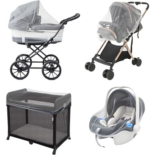 Baby Mosquito Net for Stroller, Perfect Bug Net for Strollers, Bassinets, Cradles, Playards, Pack N Plays and Portable Mini Crib, Baby Insect Netting Cover, White