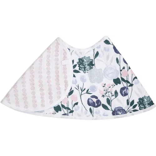 aden + anais Essentials Burpy Bib, 100% Cotton Muslin, Soft Absorbent 4 Layers, Multi-Use Burp Cloth and Bib, 22.5" X 11", Single, Flowers Bloom