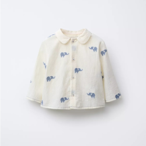 ELEPHANT JACQUARD SHIRT - Ecru / Blue | ZARA United States