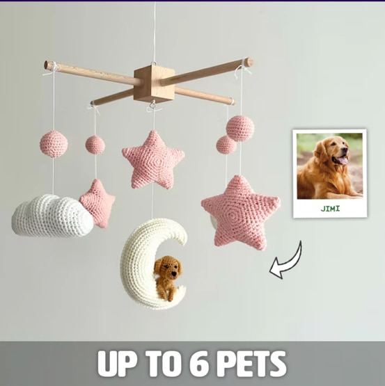 Pet Moon Pink | Custom Crochet Pet Nursery Baby Mobile – My Dollfy