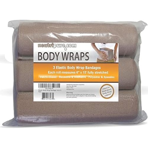 Neutripure Body Wrap Support - Elastic Stretch Bandages - Washable and extra wide (Pack of 3)