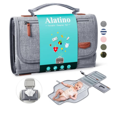 Portable Diaper Changing Pad for Baby, Detachable Travel Changing Pad with Baby Wipes Pocket, Gifts for Baby Shower, Newborn Girls and Boys (Grey)