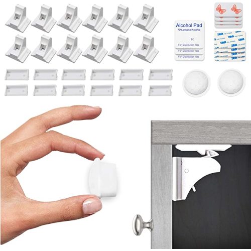 Eco-Baby Child Safety Magnetic Cabinet and Drawer Locks for Proofing Kitchen 12 Pack Child Latches