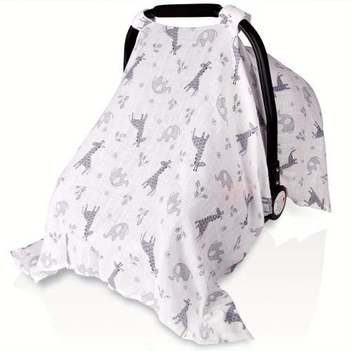 Breathable Muslin Cotton Carseat Canopy, Lightweight Carseat Cover, Stroller Cover