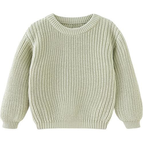 Baby Toddler Boys Sweater Girls Knit Pullover Sweatshirt Kids Long Sleeve Crew Neck Solid Casual Tops