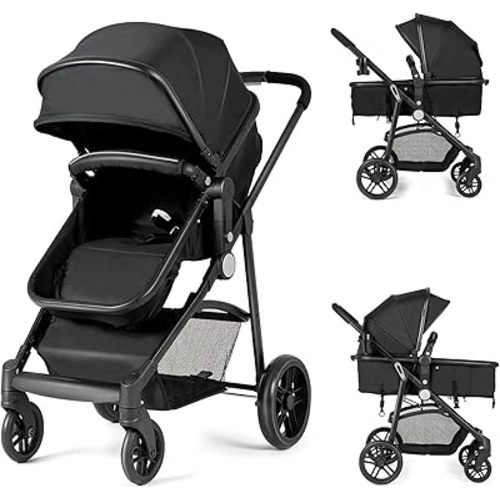 (Disponible también en Waltmart) HONEY JOY Baby Stroller, High Landscape Convertible Infant Bassinet Stroller