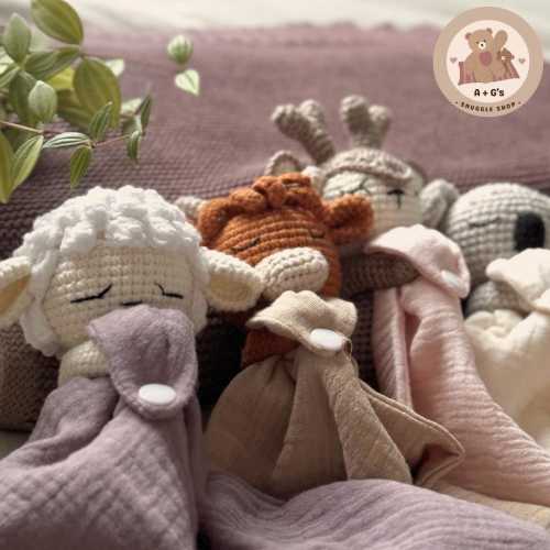 Baby Shower Gift, Baby Lovey, Handmade Baby Gift, Customizable Crochet Stuffed Animals With Blanket, Baby Security Blanket, Rattle Toy
