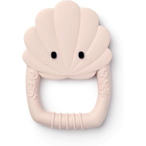 Loulou Lollipop Wild Silicone Teether for Babies 4 Months and Up, Textured Teething Ring for Sore Gums, BPA-Free Food-Grade Silicone, Easy-Grip Open Shape, Dishwasher & Freezer Safe, Shell Pink