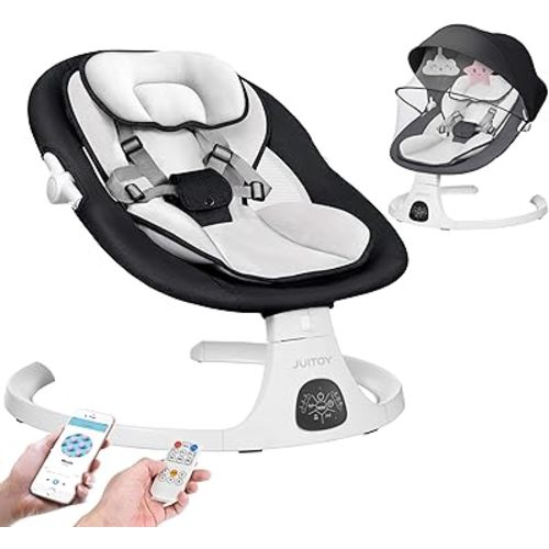 Electric Baby Swings for Infants to Toddler Baby Swing with 5-Speed 3-Seat Positions 5-Point Carabiner,with Bluetooth Music 10-Preset Melodies