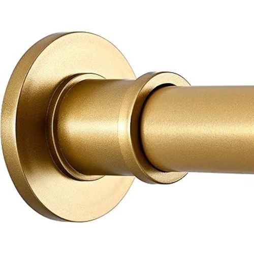 BRIOFOX Shower Curtain Rod Adjustable 18-64 Inch, No Drilling Non Slip Stainless Steel Spring Tension Curtain Rod for Window or Bathroom, Sunset Gold