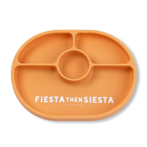 Bella Tunno Suction Plate for Babies & Toddlers, Self-Feeding Dish for Baby Led Weaning, Silicone Divided Plate, Sticks to Highchair Trays & Tables, Microwave & Dishwasher Safe, Fiesta then Siesta