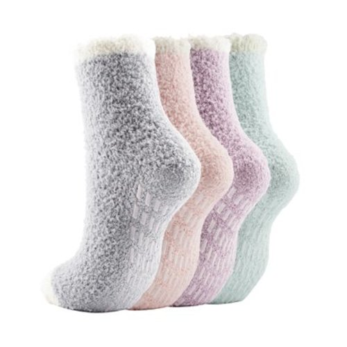 Breslatte Slipper Socks Women Men Fuzzy Warm Cozy Home Plush Microfiber Sleeping House Micro Fleece greyballetpurplegreen Female Crew