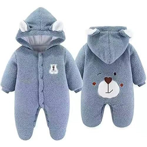 XIFAMNIY Newborn Fleece Footie Jumpsuit Hooded Warm Thicken Winter Outwear Snowsuit for Baby Girls and Boys
