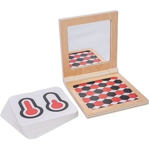 Adena Montessori Black and White Cards Wooden Frame with Mirror Tummy Time Toys 0-3 Months for Newborn