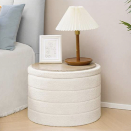 Modern Round Storage Ottoman,Teddy Ottoman Foot Stools Ottoman Footstool With Removable Lid Storage Ottomans For Living Room, Bedroom, Makeup Room,Sherpa Back To School Dormitory Storage