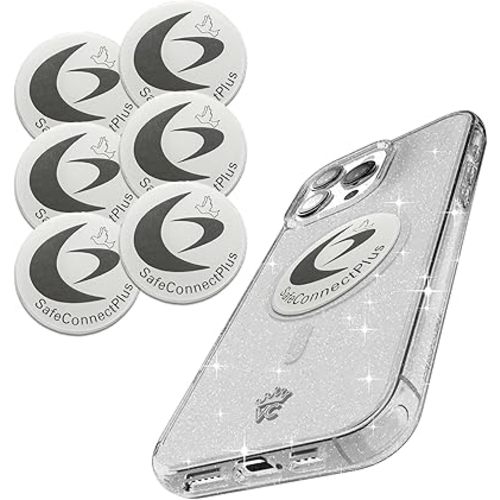 Pack of 6 EMF Stickers for Cell Phone- 5G Ready Harmonizer Stickers Proudly Made in USA for Cell Phones, Laptops or Tablets- EMF mega Shield for All Electronic Devices(Silver-White)