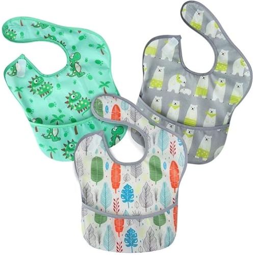 PandaEar 3 Pack Super Light Weight Baby Bib, Waterproof, Washable, Stain Oil and Odor Resistant 12-48 Months