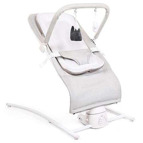 Baby Delight Alpine Wave Deluxe Portable Bouncer | Automated Motion Baby Bouncer | Infants 0 – 6 Months | Driftwood Grey