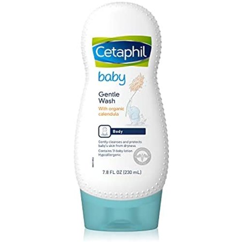 Cetaphil Baby Body Wash with Half Baby Lotion, Gentle Wash with Organic Calendula, Soothes Dry, Sensitive Skin for Everyday Use, Gentle Fragrance, Soap Free, Hypoallergenic, 7.8oz