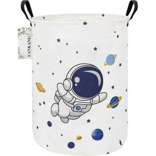 Storage Basket, Nursery Hamper Canvas Laundry Basket Foldable with Waterproof PE Coating Large Storage Baskets for Kids Boys and Girls, Office, Bedroom, Clothes,Toys(Astronaut)