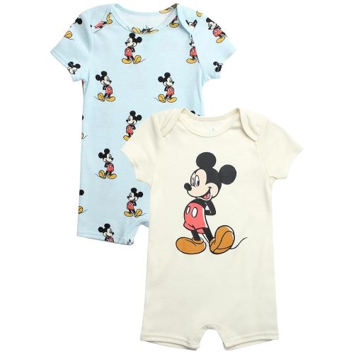 Disney Baby Boys Romper - 2 Pack Short Sleeve Baby Jumpsuit with Snap Closure - Cozy Baby Bodysuit for Boys (Newborn/Infant)
