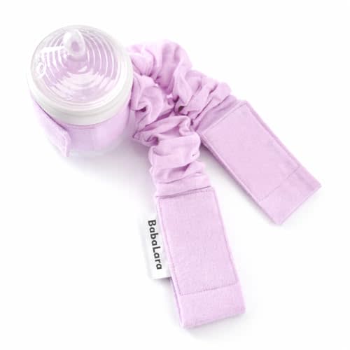 Baby Bottle Holder Strap, Premium 100% Cotton + Hook-and-Loop (No Rubber) – Adjustable Anti-Drop Bottle & Cup Holder for Stroller, High Chair & Car Seat – Universal Fit – Powder Pink