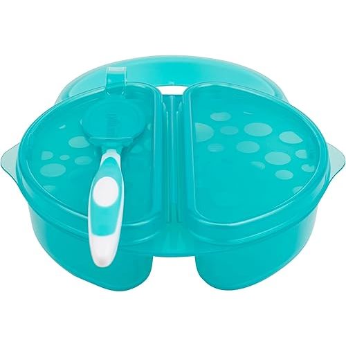 Dr. Brown's Travel Fresh Bowl and Snap-in Spoon, Divided Bowl with Spoon for Toddler Feeding On the Go, BPA Free, 4m+