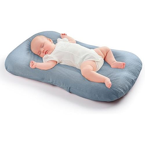 CORATED Baby Lounger for Newborn 0-24 Months, Infant Lounger Pillow Baby Nest Sleeper, Organic Cotton Baby Bed with Cover, Newborn Babies Essentials