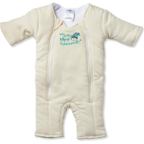 Baby Merlin's Magic Sleepsuit - Cotton Baby Swaddle Transition Product - Soft and Breathable Design, Double Zipper for Easy Diaper Changes, Promotes Safe Sleep - Cream - Small 12-18lbs