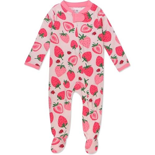 HonestBaby Sleep and Play Footed Pajamas One-Piece Sleeper Jumpsuit Zip-Front Pjs Organic Cotton for Baby Girls, Unisex