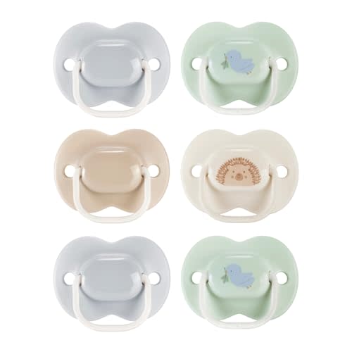 Tommee Tippee Anytime Matte Pacifier, 0-6 Months, Symmetrical Baglet, BPA-Free Binkies, Blue/Green, Pack of 6