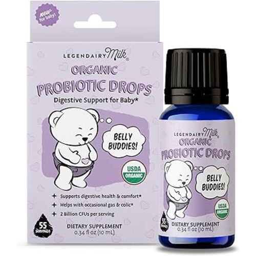 Legendairy Milk Organic Baby Probiotic Drops - Gas and Colic Drops for Newborns & Toddlers - Digestive Support, Constipation Relief - Supports Occasional Diarrhea, Gas & Bloating, Reflux - 55 Servings