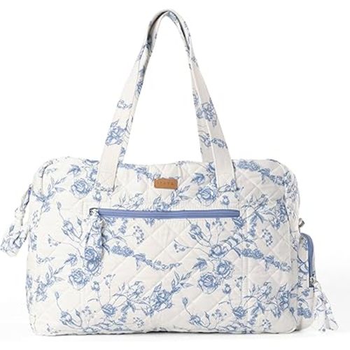 Staya Quilted Duffle Bag - Perfect Travel Companion, Quilted Weekender Bag for Women, (Coastal Grandma)
