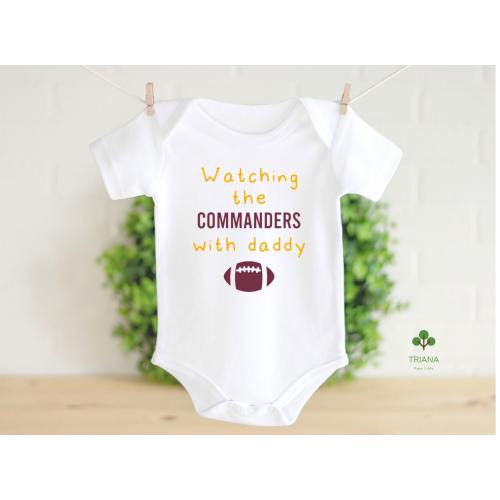 Watching the Game with Daddy Unisex Football Game Day Onesie®/Toddler T-shirt, Sports Fan Gender Reveal Gift Idea