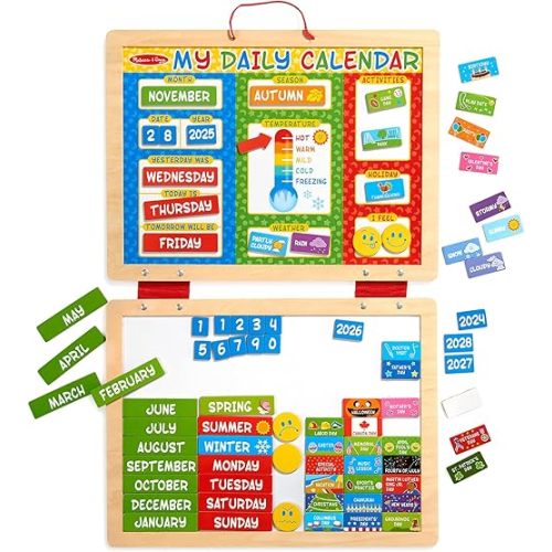 Melissa & Doug My First Daily Magnetic Calendar, Classroom Calendar for Kids Activities with Weather & Seasons, Preschool Toys for Girls & Boys Ages 4+
