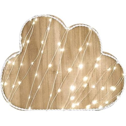 Little Love by NoJo Cloud Shaped Lighted LED Natural Wood Wall Decor