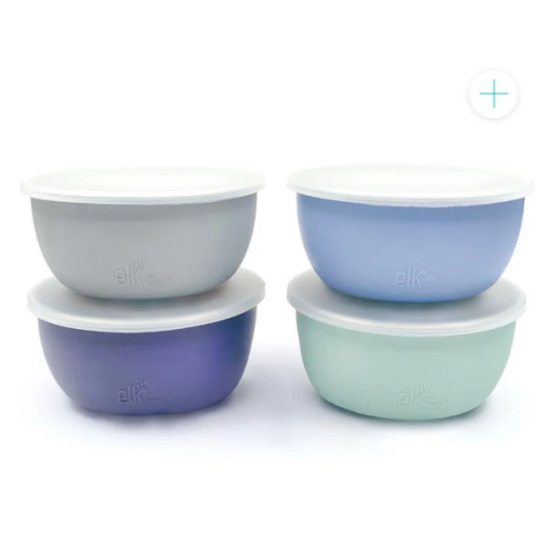 Stainless Steel Bowl with Silicone Sleeve + Lids