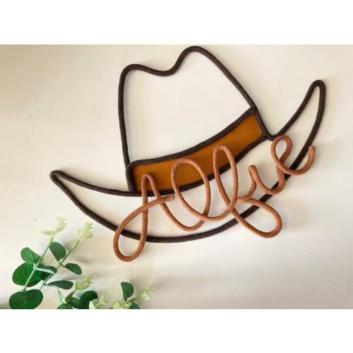 Personalised cowboy hat decor for kids wall made from rope wire toy cowboy story, western decor