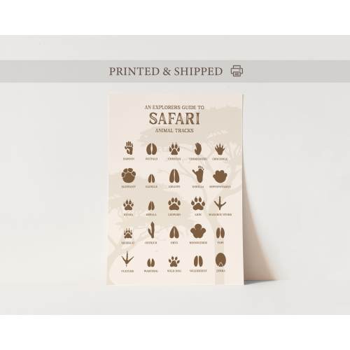 Safari Animal Tracks Guide, Animal Tracks Poster, African Wildlife Footprints, Wildlife Explorer, Educational Poster, Safari Nursery Decor