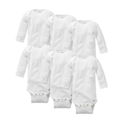 Gerber Baby Boy or Girl Gender Neutral Long Sleeve White Onesies Bodysuits, 6-Pack (Preemie-24 M)